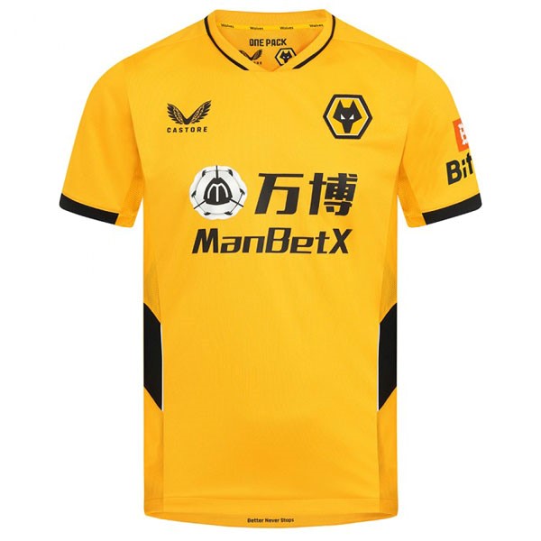 Camiseta Wolves 1ª Kit 2021 2022 Amarillo